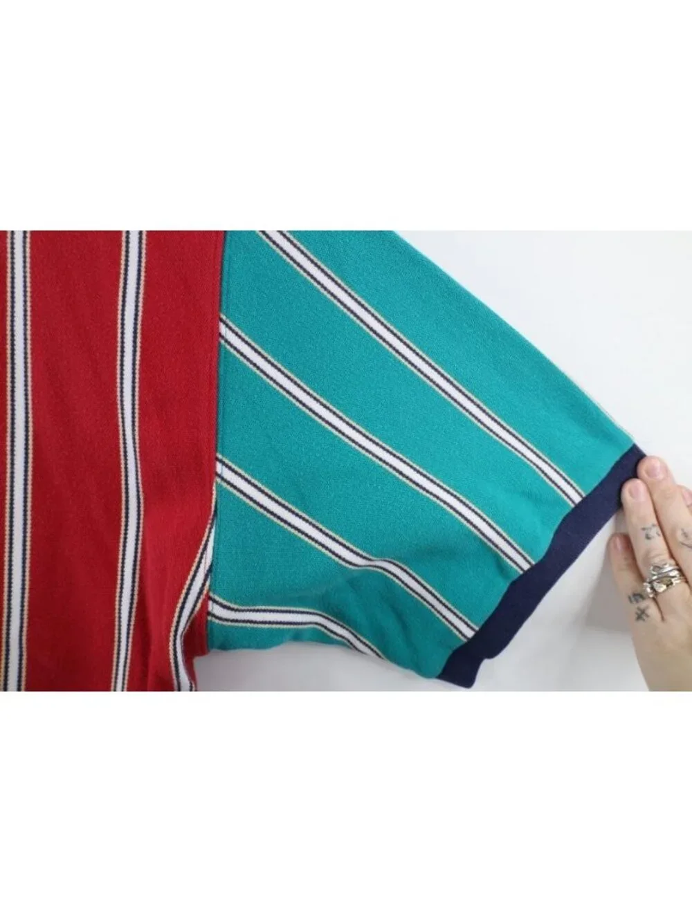 Vintage 90s Chaps Ralph Lauren Mens LT Rainbow Striped Rugby Polo Shirt Cotton